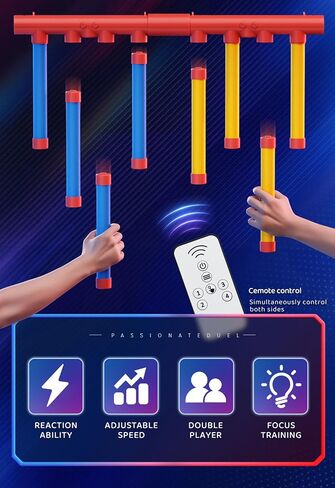 Reaction Time Training,Hand Eye Coordination Training-Solo/Dual Play,Reflex Game,Reflex Sticks,Upgrade Remote Control 3 Adjustable Speed,Drop Sticks Game for Kids & Adults in Kuwait