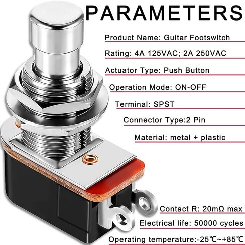 3PCS Momentary Soft Touch Foot Switch SPST 4A 125VAC / 2A 250VAC 2 PIN Guitar Effects Pedal Box Stomp Push Button Footswitch with Electronic Wire for Tap Tempos, Relays, Feedback Loops in Saudi Arabia