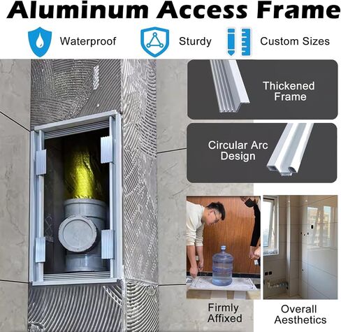 Hidden Access Panel for Plumbing Inspection, 12x12 to 24x24 Sizes, Aluminum Frame Wall Cover for Shower Valve, Durable & Easy Install (14x14in / 350x350mm),350x350mm/14x14in in Saudi Arabia