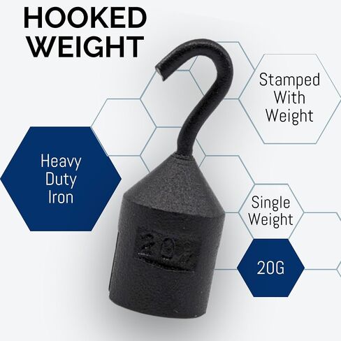 EISCO - Hooked Weight, 20g - Iron, Cylindrical with Hook and Bottom Slot for Easy Lifting, Science Experiments, Physics, Scale Calibration, Measurement in Kuwait