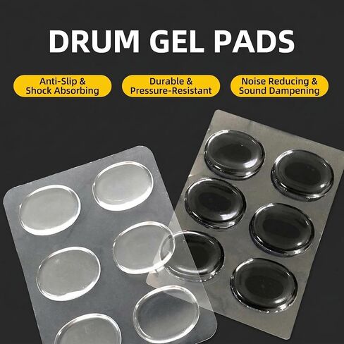 30pcs Silicone Drum Dampeners Gel Pads, Self-Adhesive Tone Control Mutes | Soft non-toxic silicone, 5 assorted colors, washable and reusable, eliminates ringing, fits snare tom and cymbals in Kuwait