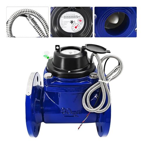 3'' Water Meter Fits for Woltmann Helix Water Meter, Pulse Output Detachable Water Meter, Flanged, Industrial Use, Heavy-Duty Cast Iron, Cubic Meter in Saudi Arabia