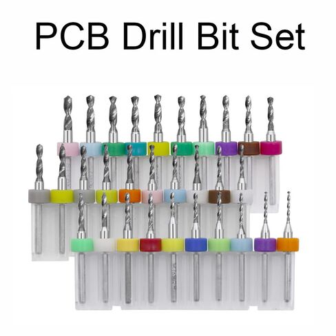 مجموعة 30 قطعة من لقم الثقب الصغيرة 0.1 مم - 1 مم من كربيد الصلب التنغستن PCB لقم الثقب المتوافقة مع Dremel CNC النقش وصناعة المجوهرات ولوحة دوائر الطباعة in Kuwait