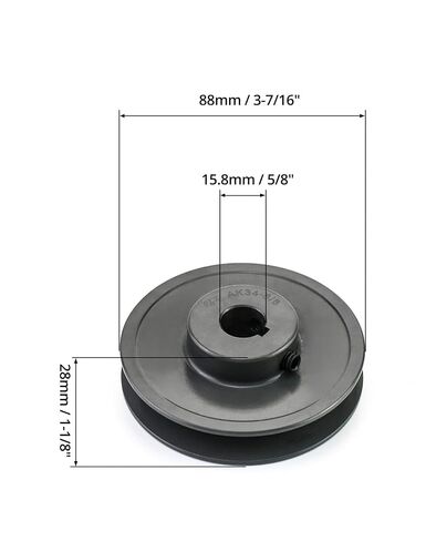 QWORK AK3458 Single Groove Web Sheaves, 3.45" OD 5/8" Bore V-Belt Sheave, A Belt Section, Cast Iron,for V-Belt in Kuwait