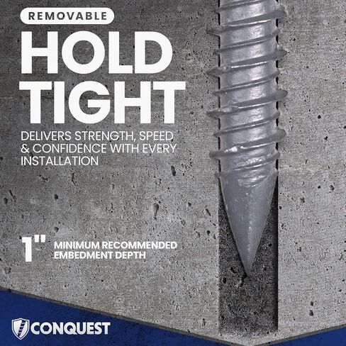 مسامير خرسانة مسطحة الرأس من Conquest مقاس 1/4 بوصة × 1-3/4 بوصة T-30 مع لقمة مثقاب (100 قطعة)، 410 براغي بناء من الفولاذ المقاوم للصدأ للتثبيت في الخرسانة والطوب والكتلة in Kuwait