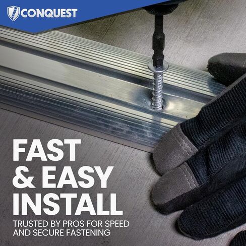 مسامير خرسانة مسطحة الرأس من Conquest مقاس 1/4 بوصة × 1-3/4 بوصة T-30 مع لقمة مثقاب (100 قطعة)، 410 براغي بناء من الفولاذ المقاوم للصدأ للتثبيت في الخرسانة والطوب والكتلة in Kuwait