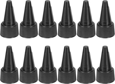 20/410 Twist Bottle Caps, 12Pcs Plastic Ribbed Edge Squeeze Bottle Replacement Caps with Foam Gasket for Paint Lids Glue Dispensing Bottles, Black in Kuwait