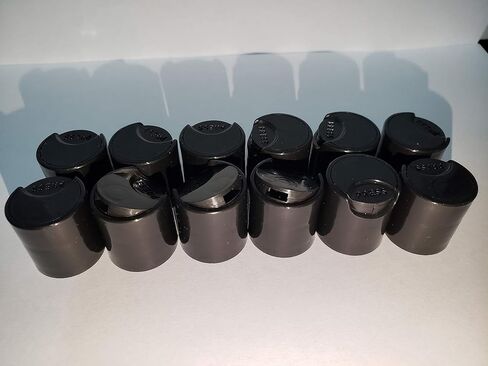 Caps Black Press Caps with .270 Orifices, Dispensing Smooth Disc Top Closures, Replacement Caps for Squeeze Bottles, Neck Diameter 20mm, Thread Type 410 (Pack of 12) in Kuwait