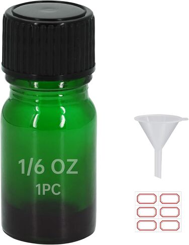 1Pc 1/6 oz (5 ml) Boston Glass Bottles with Screw Caps, Small Glass Essential Oil Bottles with Funnel & Labels, Thick Glass Mini Sample Bottles for Oils, Liquids & Storage (Pink) in Kuwait