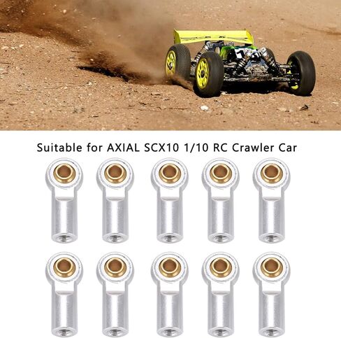 10 قطع من وصلة نهاية قضيب الألومنيوم، ربطة عنق حامل رأس كرة M3 لسيارة زاحفة محورية SCX10 1/10 RC (فضي) in Kuwait