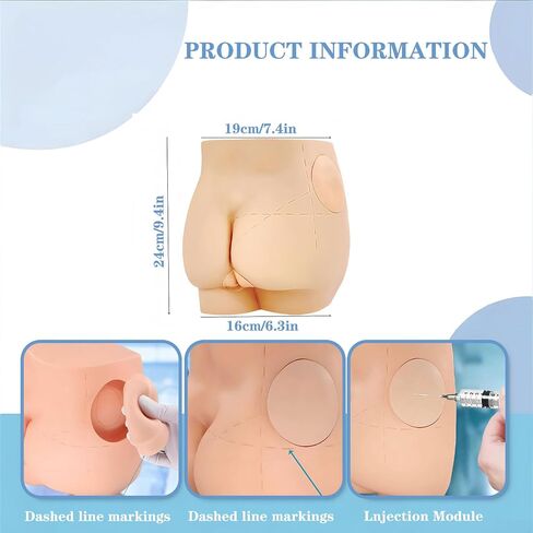 Hip Injection Training Simulator - Realistic Buttock Muscle Injection Training Model IV Practice Start Kit Skin Reusable Pad Medical Practice for Nursing School & Clinical Students (Skin Tone) in Kuwait