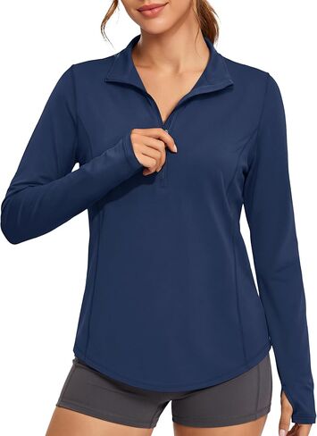 Magcomsen Women's Long Sleeve Sunve Protection Half 1/2 Zip Pullover Rash Guard Quick Dry Hiking Golf Tops Tops in Kuwait