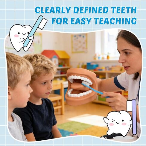 Ultrassist Mouth Puppet Dental Model for Teaching Kids, Large Teeth Brushing Teaching Tool, Interactive Dental Demonstration Model with Toothbrush in Saudi Arabia