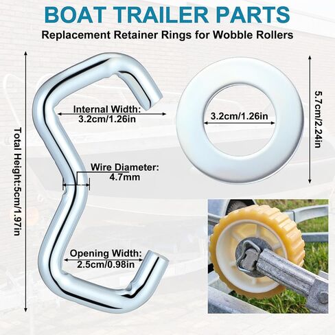 50 Set Retainer Rings and Washers for Wobble Roller Wobble Roller Retainer Hardware Ring 3/16 Inch Ring Diameter Fits 1-1/8 Inch Shaft Size for Boat Replacement Accessories in Kuwait
