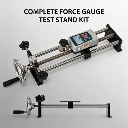 500N Digital Force Gauge & Manual Test Stand Kit, Push Pull Gauge with N/Lb/Kg/Oz Units, 250mm/9.8 inches Stroke Test Stand with 1 Pcs Test Clamp for Tension Tests in Lab, School, Industry in Kuwait