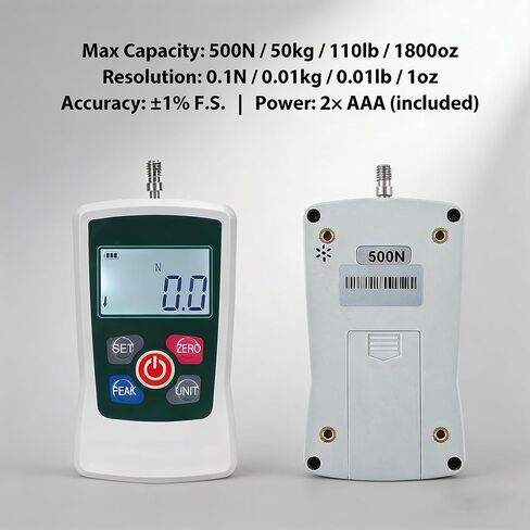 500N Digital Force Gauge & Manual Test Stand Kit, Push Pull Gauge with N/Lb/Kg/Oz Units, 250mm/9.8 inches Stroke Test Stand with 1 Pcs Test Clamp for Tension Tests in Lab, School, Industry in Kuwait