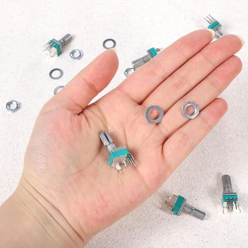 10PCS RK097 B10K Potentiometer 15mm Shaft, 3-Pin 10K Ohm Linear Variable Resistor Kit, Vertical Single-Gang Rotary Potentiometers with Nuts and Washers for Electronic Hobby Projects in Saudi Arabia