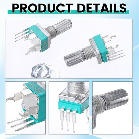 10PCS RK097 B10K Potentiometer 15mm Shaft, 3-Pin 10K Ohm Linear Variable Resistor Kit, Vertical Single-Gang Rotary Potentiometers with Nuts and Washers for Electronic Hobby Projects in Saudi Arabia