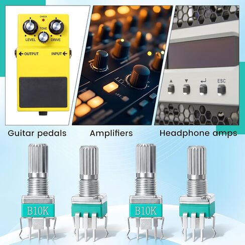 10PCS RK097 B10K Potentiometer 15mm Shaft, 3-Pin 10K Ohm Linear Variable Resistor Kit, Vertical Single-Gang Rotary Potentiometers with Nuts and Washers for Electronic Hobby Projects in Saudi Arabia