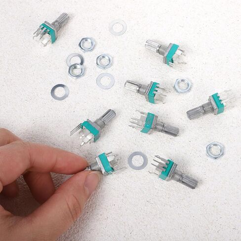 10PCS RK097 B10K Potentiometer 15mm Shaft, 3-Pin 10K Ohm Linear Variable Resistor Kit, Vertical Single-Gang Rotary Potentiometers with Nuts and Washers for Electronic Hobby Projects in Saudi Arabia
