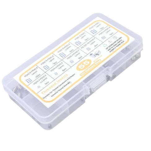 Thread Repair Insert,55Pcs Nut Threaded M2 .5 M3 Stainless Steel Fastener Assortment, Kit with Storage Box for Aviation Automobile Electronics and Machinery in Kuwait