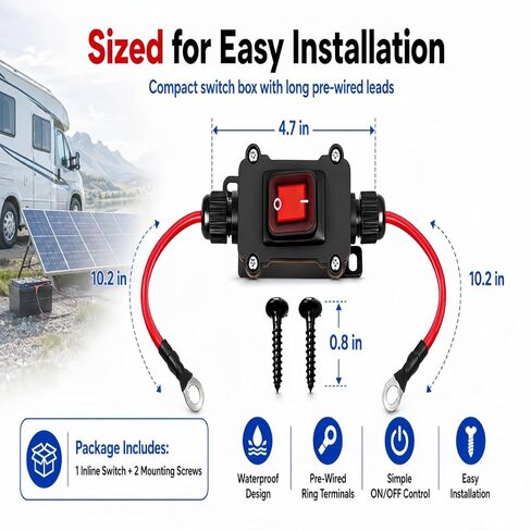 مفتاح طاقة مضمن DC 12V-24V، IP67 مقاوم للماء 10AWG 25A مفتاح تبديل مضمن، مفتاح أسلاك DPST مزدوج الجوانب، مناسب لتوصيل السيارات والسفن والشاحنات والدراجات النارية وجميع مركبات التضاريس in Kuwait