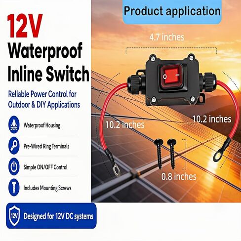 مفتاح طاقة مضمن DC 12V-24V، IP67 مقاوم للماء 10AWG 25A مفتاح تبديل مضمن، مفتاح أسلاك DPST مزدوج الجوانب، مناسب لتوصيل السيارات والسفن والشاحنات والدراجات النارية وجميع مركبات التضاريس in Kuwait