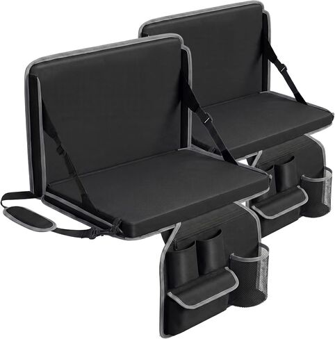 Dragosum Stadium Seat with Back Support and Cushion, Portable Folding Bleacher Chair with Cup Holder, Zipper Pocket and Shoulder Strap for Outdoor Activities in Kuwait