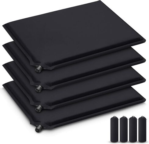 Lewtemi 4 Pack Self-Inflatable Stadium Seat Cushion Self-Inflating Memory Foam Cushion for Airplane Bleacher Stadium and Outdoor Events – 0.39lbs Lightweight & Easy to Carry for Sports Fans in Kuwait