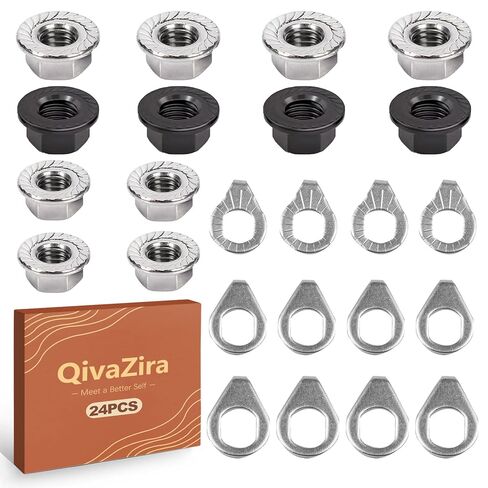 24 Pcs Bike Axle Nut and Washer Kit M8 M9 5 M10 Bicycle Hub Flange Nuts Set for Mountain Road Bike Wheel Bolt Replacement Cycling Hardware Repair Parts Universal Fit Components in Saudi Arabia