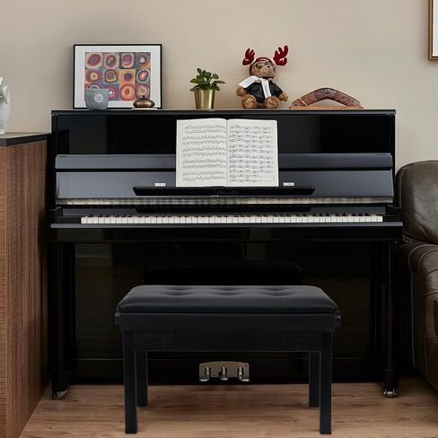 Adjustable Double/Duet Piano Bench,Solid Wood Piano Chair,Waterproof Piano Seat with Storage for Music Books & Leather Cushion,Heavy Duty Piano Stool for Keyboard Piano in Kuwait