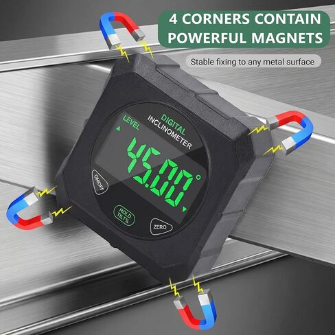Digital Angle Finder, Strong Magnetic Digital Angle Gauge, LED Display Backlight Angle Ruler, Table Saw Bevel Protractor Inclinometer with Magnet Base for Construction, Woodworking, Machinery in Kuwait