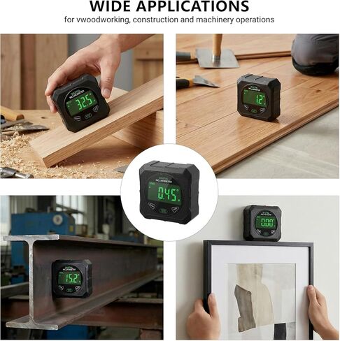 Digital Angle Finder, Strong Magnetic Digital Angle Gauge, LED Display Backlight Angle Ruler, Table Saw Bevel Protractor Inclinometer with Magnet Base for Construction, Woodworking, Machinery in Kuwait