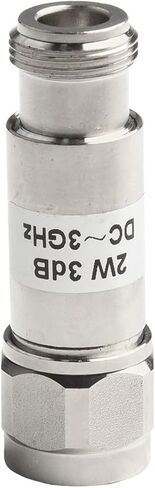 N Type Coaxial Attenuator 2W DC to 3GHz 50 Ohm Male to Female Fixed RF Signal Reducer Copper Plated Low Power Attenuation with Multiple dB Options for Lab Test and Field Equipment Silver(6dB) in Kuwait