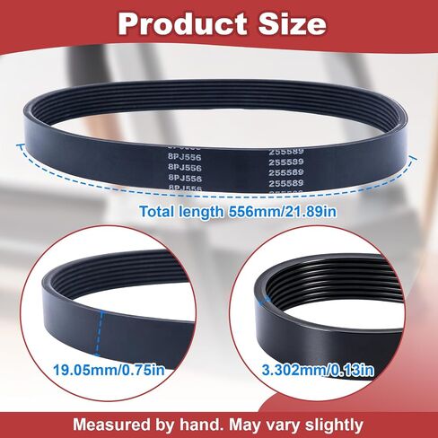 2-Pcs 255589 8PJ556 Treadmill Belt Compatible with NordicTrack, Compatible with 500s - 21.89"x0.75" Traction Drive Belt Replacement in Kuwait