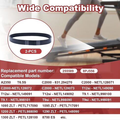 2-Pcs 255589 8PJ556 Treadmill Belt Compatible with NordicTrack, Compatible with 500s - 21.89"x0.75" Traction Drive Belt Replacement in Kuwait