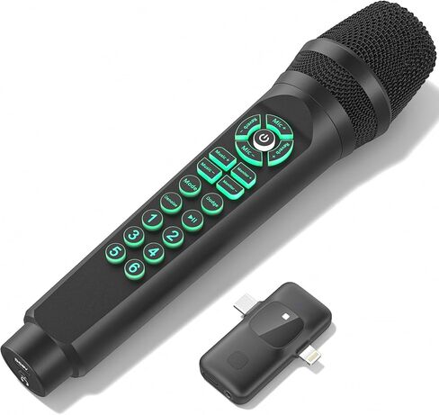 Facmogu MC9 Karaoke & Live Streaming Microphone w/Built-in Sound Card for TikTok YouTube Beginners, Voice Changer Sound Effects, Bluetooth, Real-Time Monitoring, Easy Podcast Recording Kit for Phones in Kuwait
