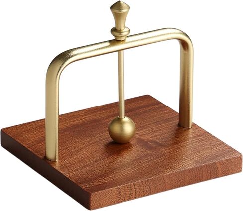 Gold Desktop Tissue Holder with Weighted Arm, Wooden Base and Aluminum Alloy Stand, U Shaped Metal Press Bar, Square Table Napkin Holder for Kitchen, Office, Restaurant in Kuwait