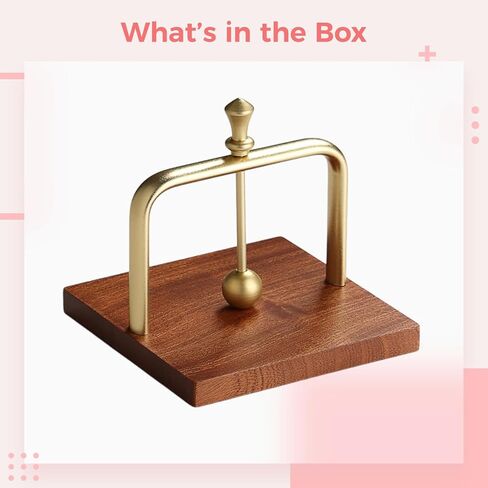 Gold Desktop Tissue Holder with Weighted Arm, Wooden Base and Aluminum Alloy Stand, U Shaped Metal Press Bar, Square Table Napkin Holder for Kitchen, Office, Restaurant in Kuwait