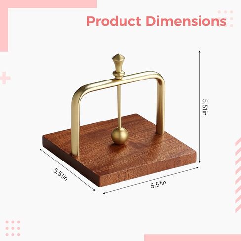 Gold Desktop Tissue Holder with Weighted Arm, Wooden Base and Aluminum Alloy Stand, U Shaped Metal Press Bar, Square Table Napkin Holder for Kitchen, Office, Restaurant in Kuwait