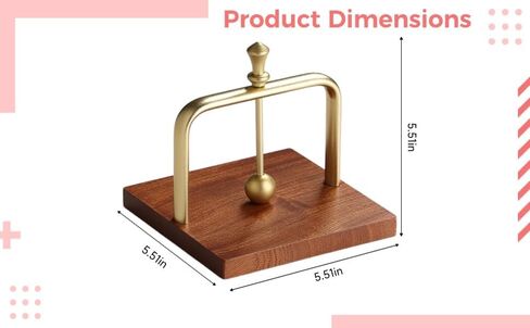 Gold Desktop Tissue Holder with Weighted Arm, Wooden Base and Aluminum Alloy Stand, U Shaped Metal Press Bar, Square Table Napkin Holder for Kitchen, Office, Restaurant in Kuwait