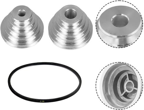 Pagoda Pulley Wheel Set for Benchtop Drill Press — 5-Step Aluminum Transmission Wheels (14mm & 22mm Bore) + K26 V-Belt, 3-Piece Drive Kit in Kuwait