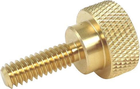 10 Pack 1/4-20 x 3/4 Inch Threads Solid Brass Diamond Knurled Thumb Screws Knobs with Straight Shoulders Right-Hand Threads SAE Flat Tip Uncoated (1/4-20 x 3/4 inch Long Threads) in Kuwait