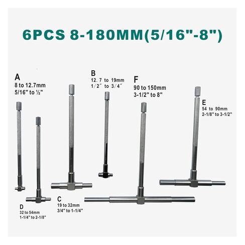 6pcs Telescopic Gauge 8-150mm (5/16 "-6") Bore Gauge Measuring Tools Internal Gauge, Hole Gauges Inside Measuring Tools in Kuwait