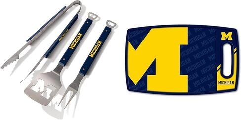 مجموعة الشواء YouTheFan NCAA Michigan Wolverines Spirit Series 3 قطع، من الفولاذ المقاوم للصدأ، 22 بوصة × 9 بوصة ولوحة تقطيع من سلسلة شعار NCAA Michigan Wolverines in Kuwait