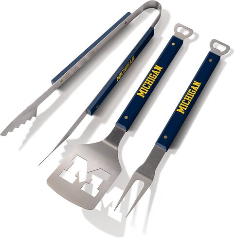 مجموعة الشواء YouTheFan NCAA Michigan Wolverines Spirit Series 3 قطع، من الفولاذ المقاوم للصدأ، 22 بوصة × 9 بوصة ولوحة تقطيع من سلسلة شعار NCAA Michigan Wolverines in Kuwait