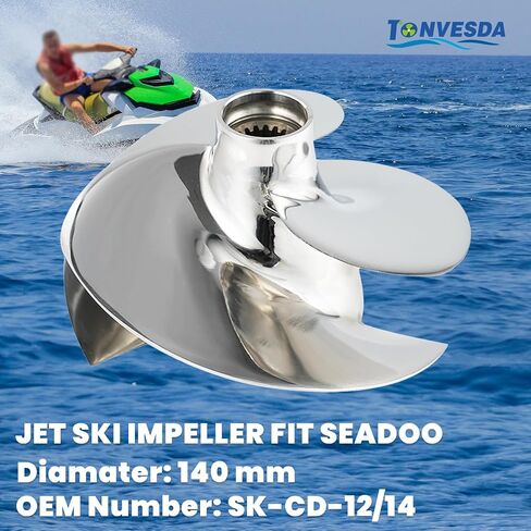 دافعة جت سكي فيت Seadoo SK-CD-12/14 Spark ACE 900 Spark ACE 900 HO Spark TRIXX، 3 شفرات مصقولة بقطر 140 مم in Kuwait