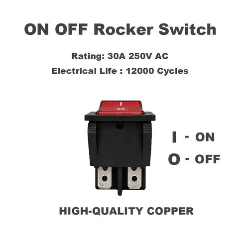 30A 250V KCD4 DPST Heavy Duty 120V Rocker Switch with Red LED Light 4 Pin ON Off Toggle Switch T125（3 Pack） in Kuwait