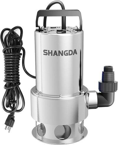 Sump Pump Submersible 1HP Dirty/Clean Water Transfer Pump 4500GPH Portable Electric Water Pump for Pool Draining Hot Tub Flooded Basement Ponds Garden Yard with Adapters in Kuwait