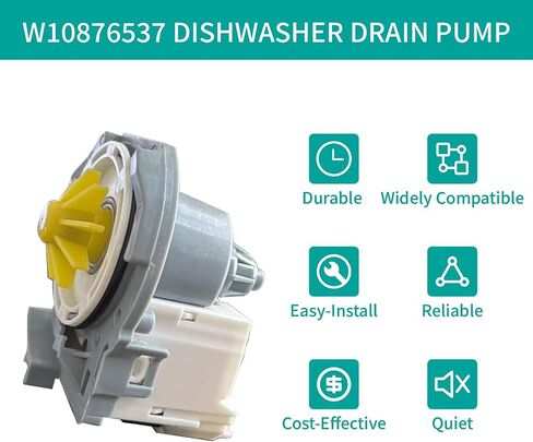 استبدال مضخة تصريف غسالة الأطباق W10876537 - متوافق مع Whirlpool، Kenmore، Maytag، KitchenAid، Amana، Jenn-Air - يستبدل W10724439، W10876537VP، AP6004843، WPW10348269 - مكافئ OEM in Kuwait